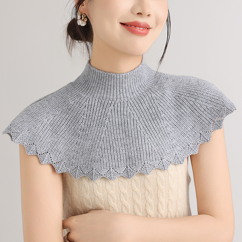 羊毛针织披肩假领子女保暖半高领套头围巾护颈围脖假衣领脖套秋冬