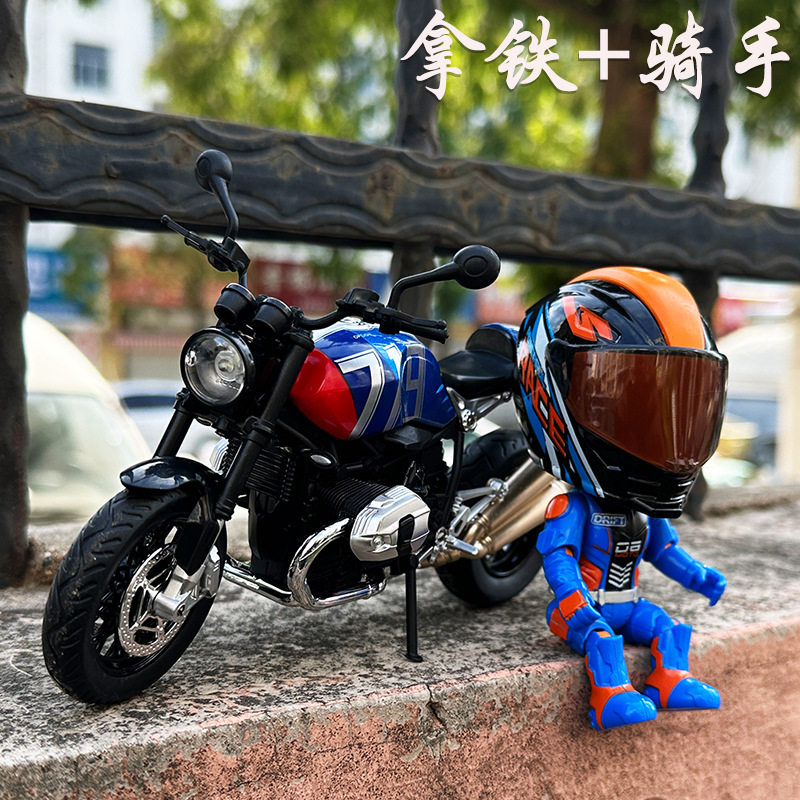 嘉业1/12闪300合金摩托车拿铁719模型仿真赛车手 摩托车+骑手套装