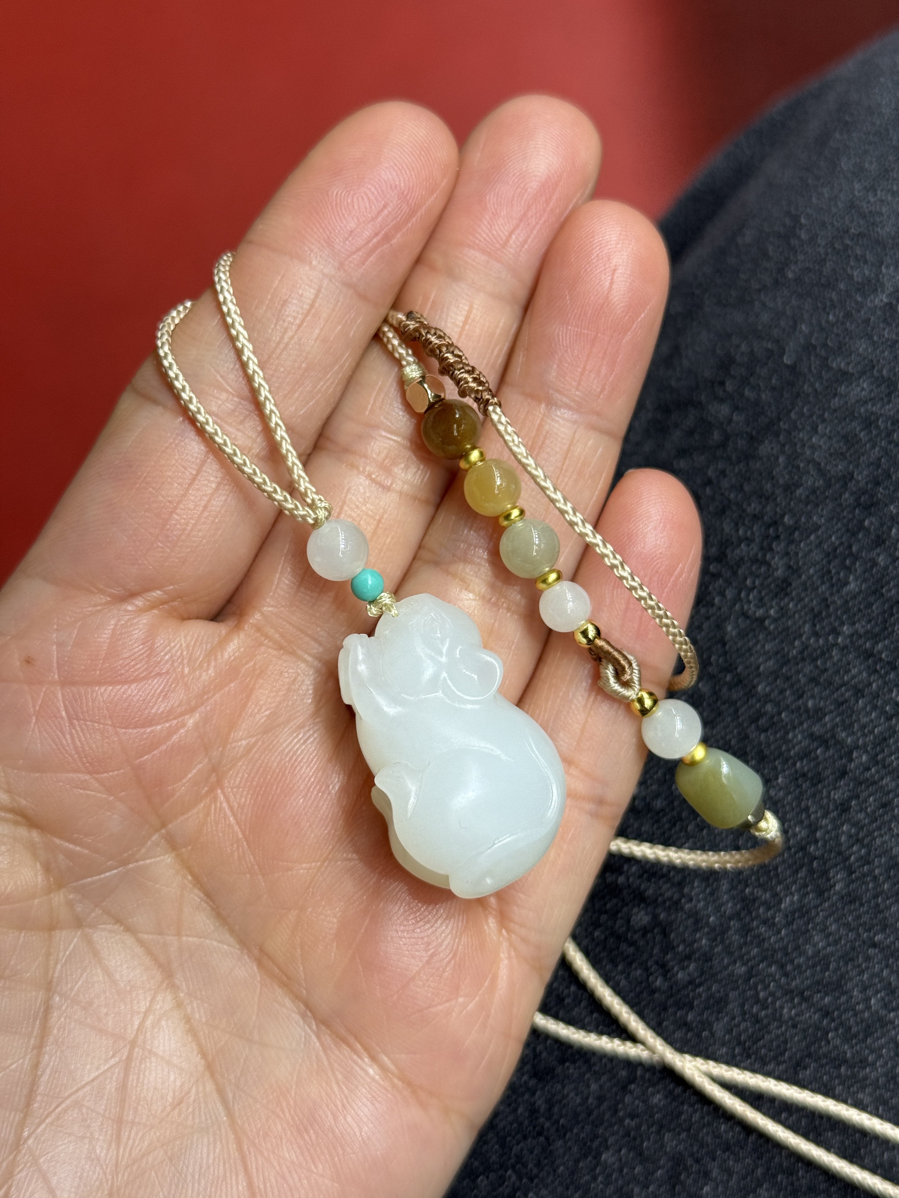 和田玉俄料羊脂&middot;生肖鼠挂件（丫丫同学专拍，误拍不发货）