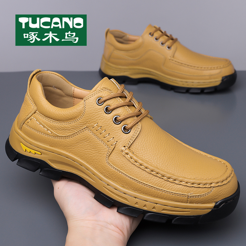 啄木鸟春季新款真皮男鞋