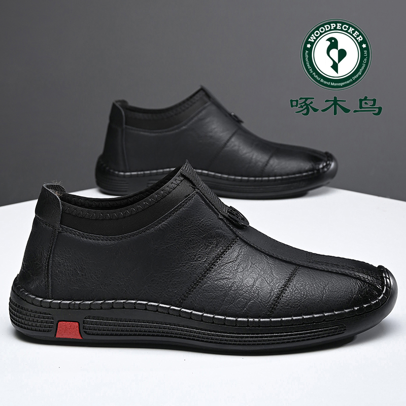 啄木鸟新款加绒棉鞋休闲皮鞋