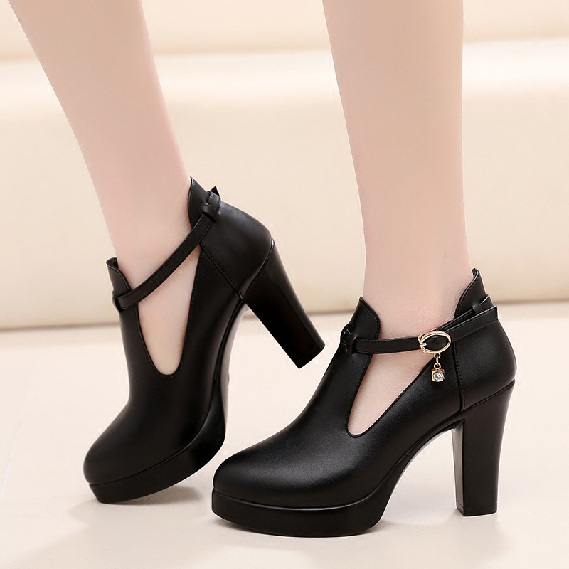 一字新款扣带时尚舞台演出高跟鞋