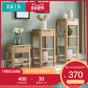 治木工坊全实木花架北欧简约橡木置物架现代简约客厅落地花盆架子