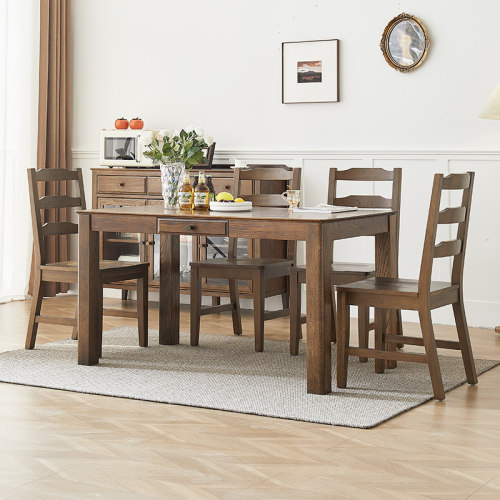 治木工坊环保简约风胡桃色餐桌