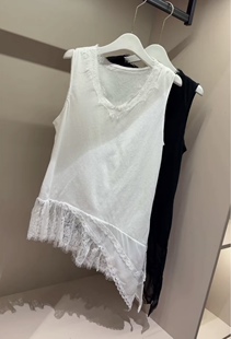 蕾丝拼接花边下摆圆领背心女内搭无袖 韩版 上衣叠穿潮 新款 2026春季