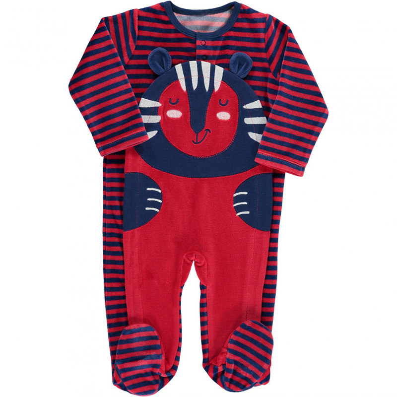 原单男女婴童天鹅绒包脚连体爬服