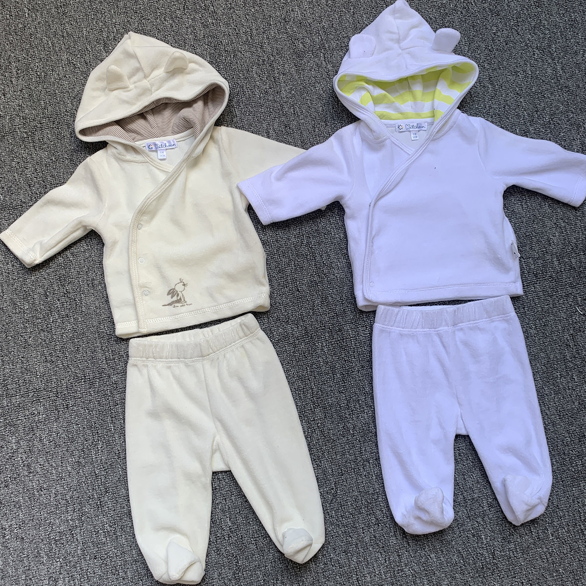 新生婴儿天鹅绒连帽卫衣外套套装