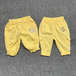 法国原单初生婴儿女童小宝宝纯棉刺绣休闲裤大PP裤长裤子3M/62CM