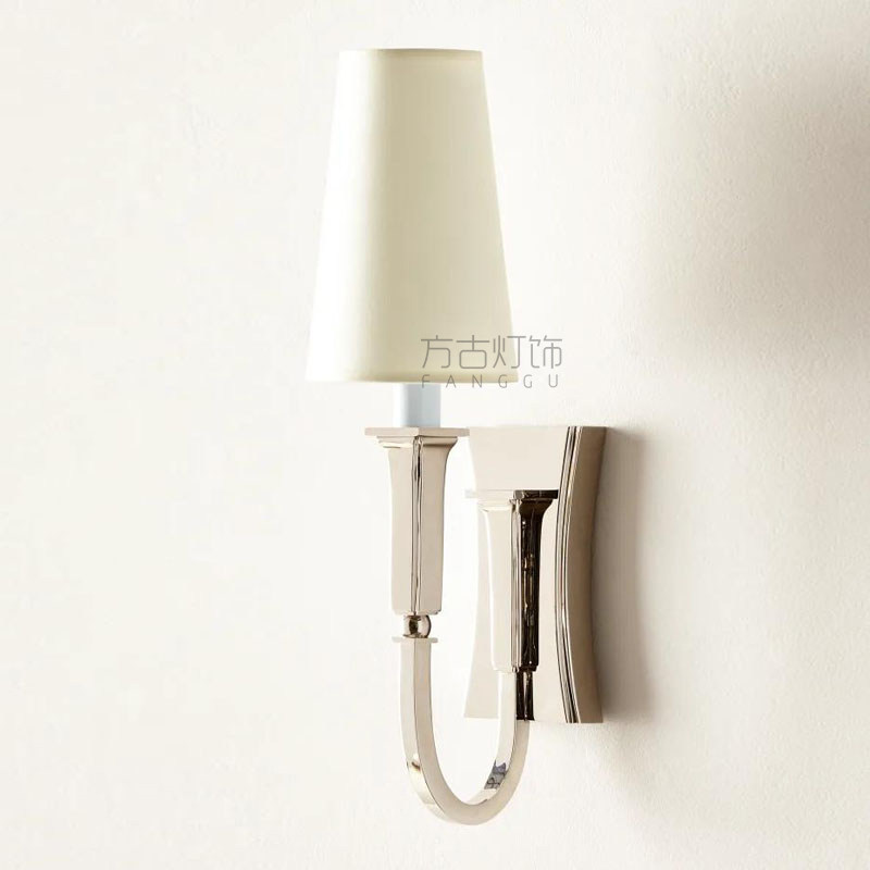 美式全铜走廊玄关大堂壁灯轻奢大气现代简约LED布罩书房卧室墙灯