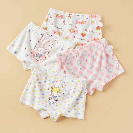 儿童内裤女童四角纯棉短裤女宝宝a类全棉平角裤3-5-7岁小女孩底裤