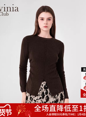 Lavinia简约气质通勤圆领开叉设计感针织衫女春季新款I45Z102