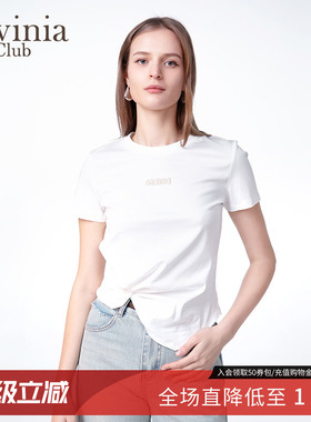 Lavinia 年春新款纯棉短袖T恤女圆领纯色简约百搭上衣C51T101