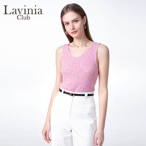 Lavinia春夏V领修身针织背心女