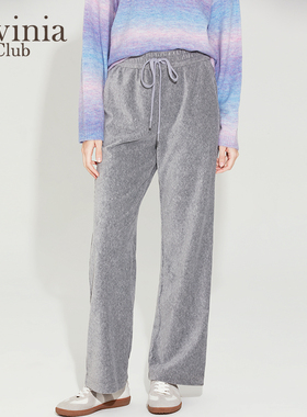 Lavinia 春秋新款通勤休闲风慵懒抽绳松紧高腰直筒裤R35K104