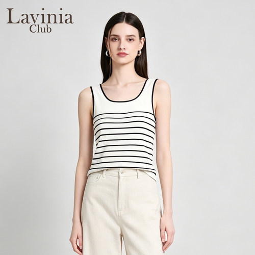Lavinia夏季条纹修身通勤背心