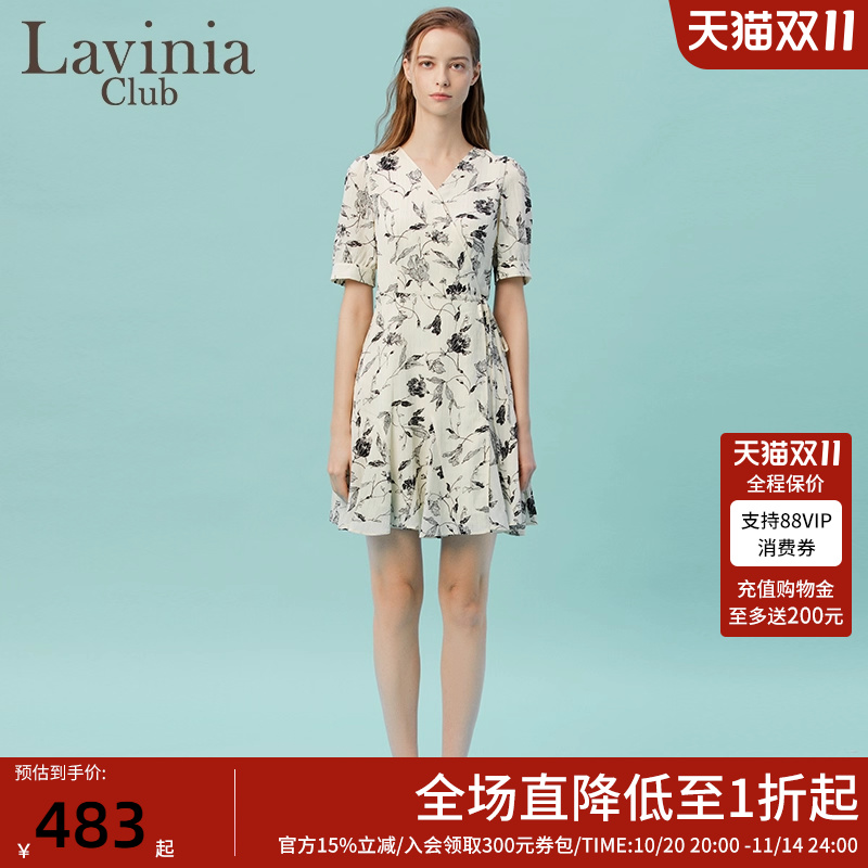 拉维妮娅中国风水墨气质连衣裙
