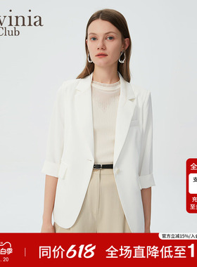 Lavinia 纯色气质西装夹克女春秋新款简约通勤一粒扣西服E33W105S