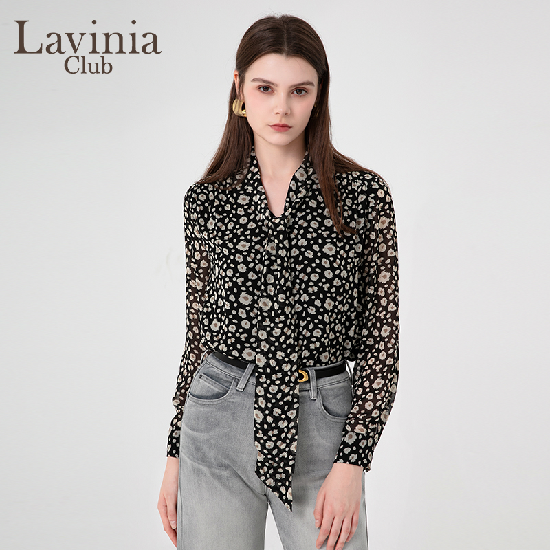 LaviniaClub气质飘带衬衫