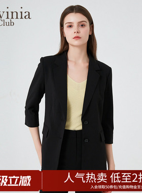 Lavinia职业正装黑色气质西服外套女春秋商务通勤西装B43W06