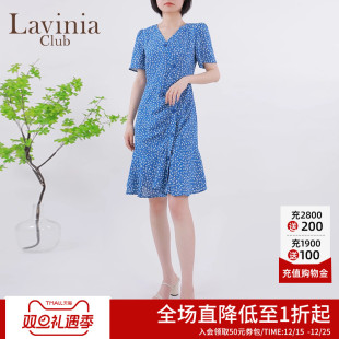 法式 新款 气质高腰显瘦连衣裙F13L152 v领雪纺碎花裙女夏季 Lavinia