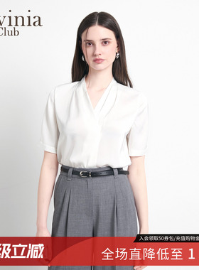 Lavinia简约气质叠褶v领短袖衬衫2026夏季新款通勤上衣女Q63C102R