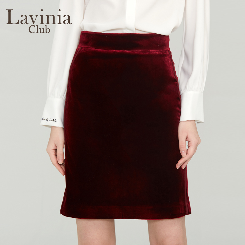 气质高腰显瘦丝绒半身裙套装