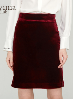 Lavinia Club/拉维妮娅春秋新品气质高腰显瘦仿丝绒半身裙J21Q14