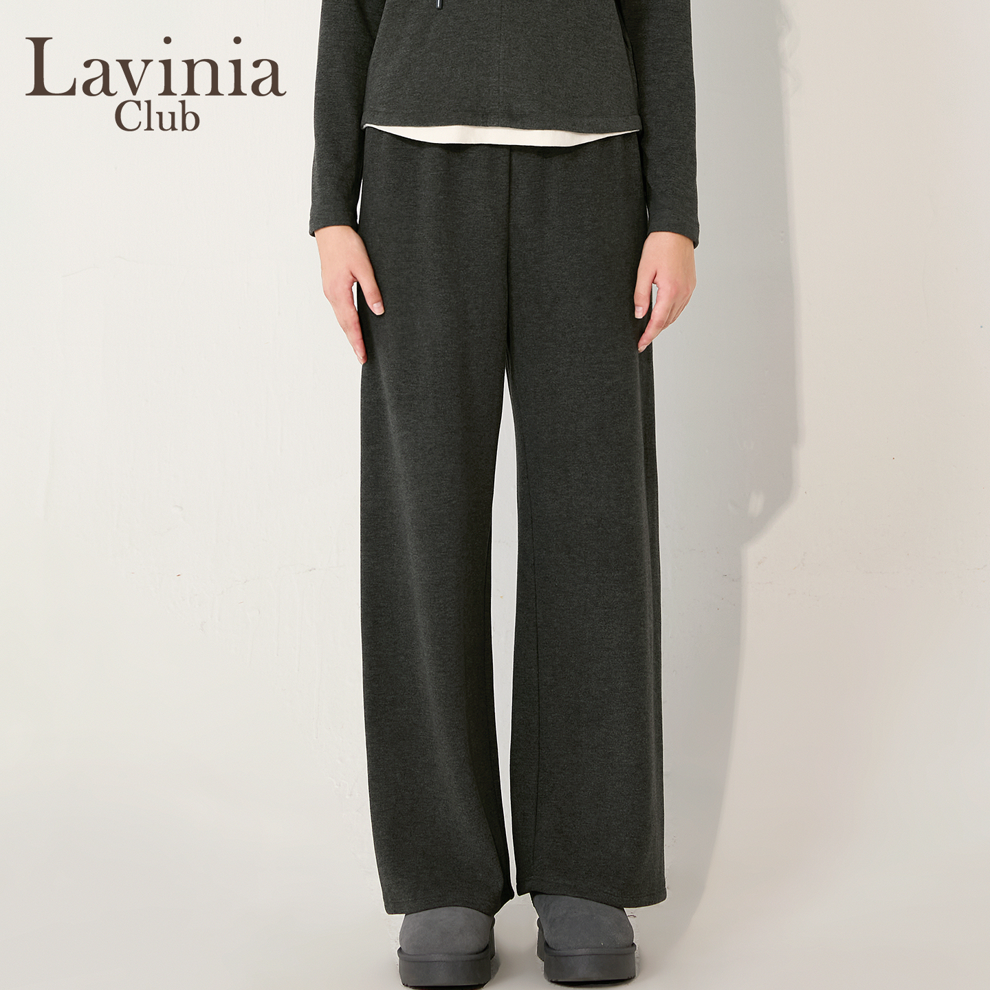 Lavinia格雷系阔腿裤女2025秋冬新款宽松舒适休闲通勤长裤R57K55R