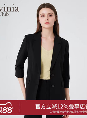 Lavinia职业正装黑色气质西服外套女春秋商务通勤西装B43W06