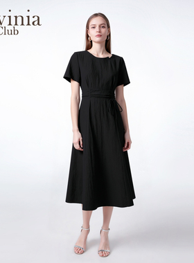 Lavinia 气质通勤连衣裙女2025夏季新款抽褶收腰显瘦A字裙E53L102