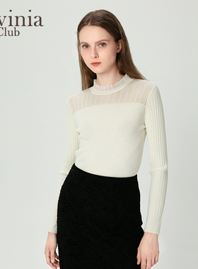 LaviniaClub秋冬新款通勤气质修身长袖打底蕾丝针织衫女L47Z122S