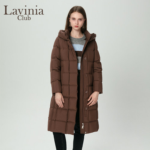 Lavinia连帽防风过膝羽绒服女