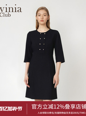 Lavinia 连衣裙基础款双排扣商务通勤职场气质中长款裙子R35L142