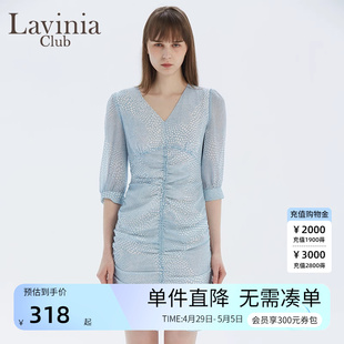 V领抽绳包臀七分袖 Lavinia Club拉维妮娅夏季 新品 连衣裙R13L42