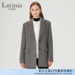 上衣 通勤OL风西装 Lavinia羊毛混纺毛呢加厚外套女冬新款 时尚