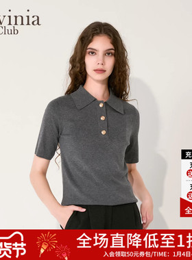 Lavinia简约时尚新款职业通勤气质针织polo衫女2025年秋季V55Z106