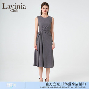 长款 Lavinia夏季 褶皱无袖 优雅气质百搭修身 连衣裙P43L02 新款