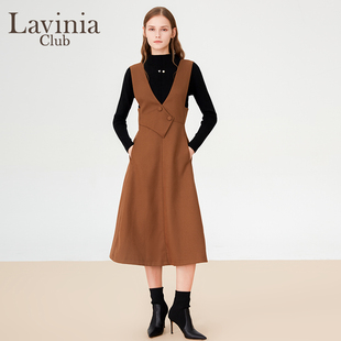 Lavinia 轻熟OL商务风背带裙女初春款新款修身针织衫两件套连衣裙
