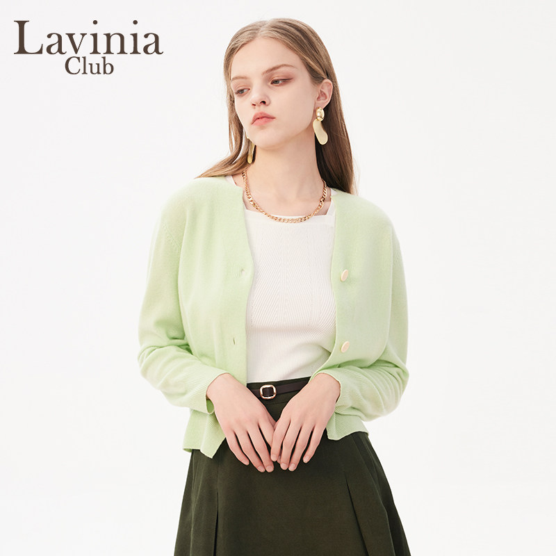 Lavinia 绵羊毛针织开衫女春秋新款宽松舒适毛衣外套Y41Z137S