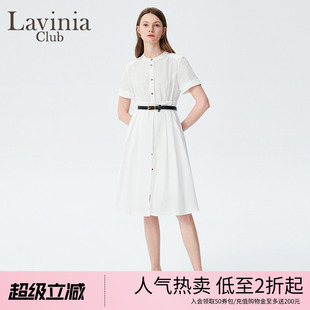Lavinia衬衫 通勤显瘦简约中长款 裙子夏新款 J43L103 连衣裙短袖