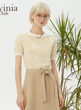 Lavinia 商场同款女装春秋新款冰丝短袖圆领针织T恤衫I31Z123