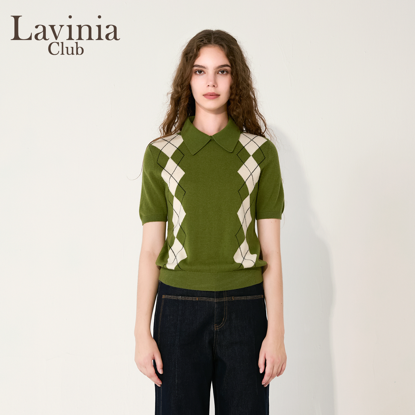 Lavinia费尔岛毛衣2025秋新款英伦风复古菱格纹针织衫女O55Z105S