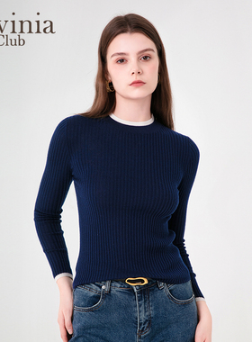 Lavinia休闲简约假两件针织衫女春新款羊毛混纺打底衫O45Z105