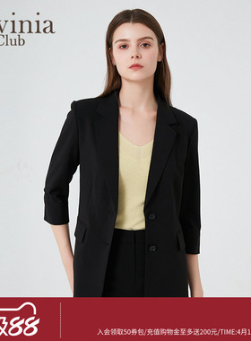 Lavinia职业正装黑色气质西服外套女春秋商务通勤西装B43W06