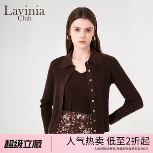 开衫 Lavinia 女V45Z51 针织衫 通勤OL气质法式 春新款 POLO领时尚
