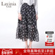 法式 商场同款 Lavinia25春新款 复古黑色高腰A字碎花半身裙E51Q103