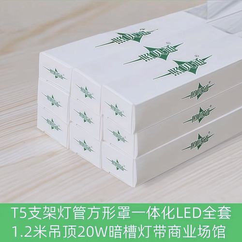 T5支架灯管方形罩一体化LED全套1.2米吊顶20W暗槽灯带雷泰亿致 - 封面