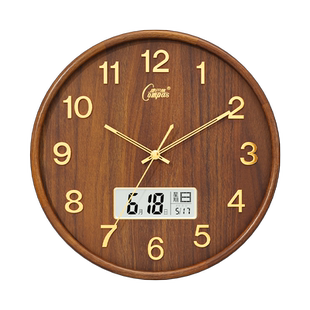 康巴丝奥古曼实木日历挂钟高端电子万年历大客厅家用钟表时钟挂墙