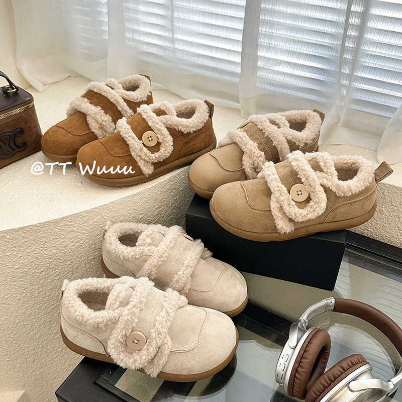 复古加绒全包勃肯棉鞋女秋冬