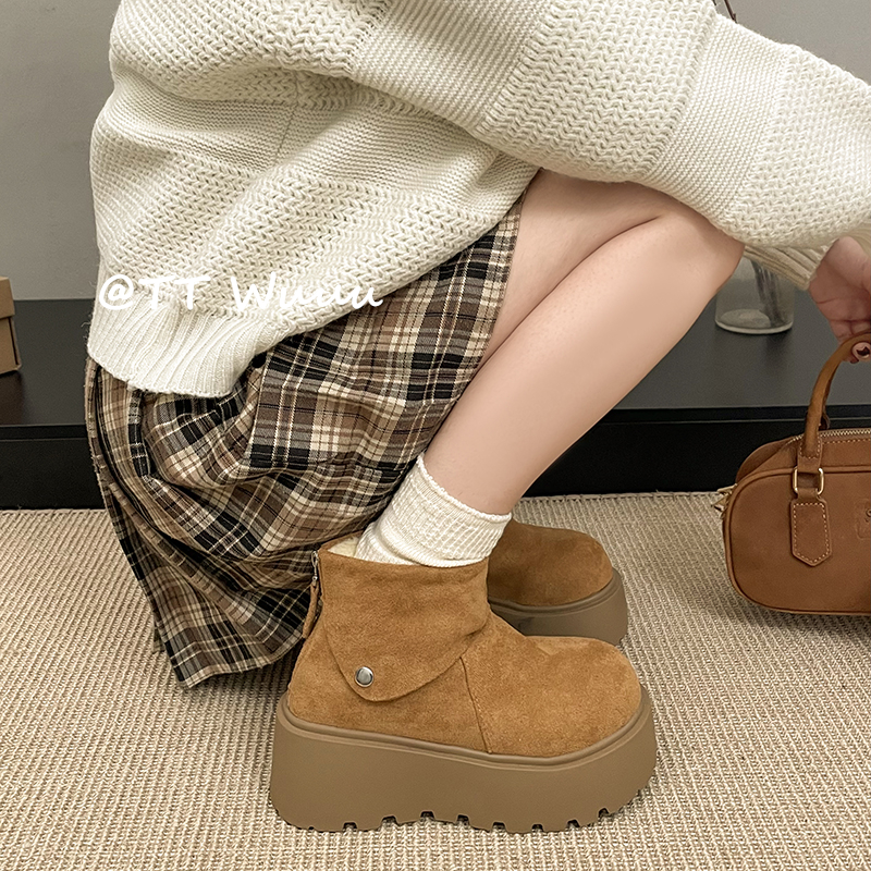 厚底增高雪地靴女勃肯马丁靴